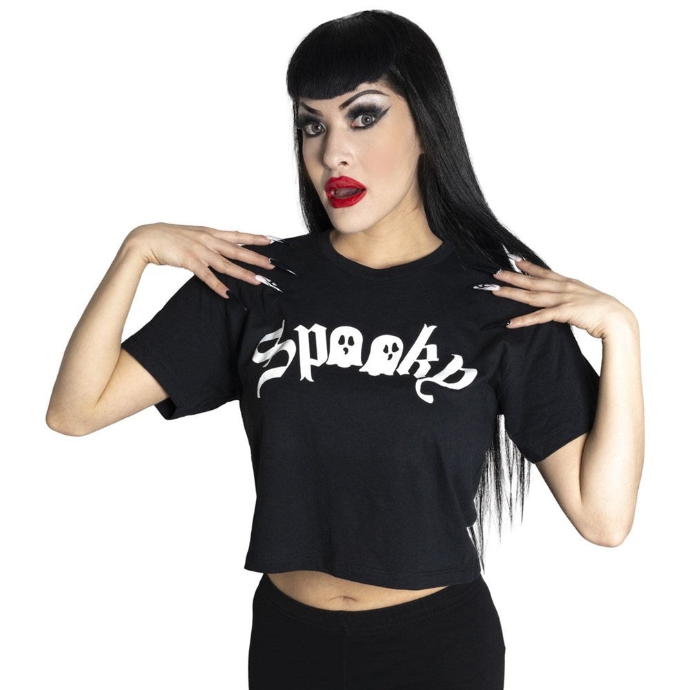 Kreepsville - Spooky (Glow in the dark) Crop top - Black